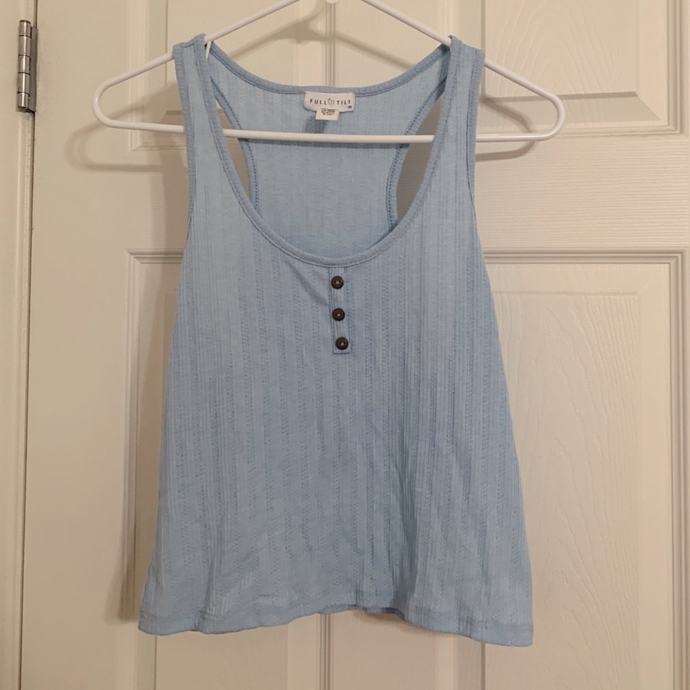 sky blue cropped tank top